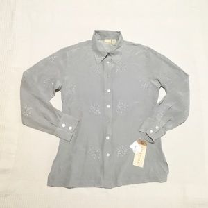 NWT Merona Size M 100% Silk Long Sleeve Blouse Shirt Top Brand New!